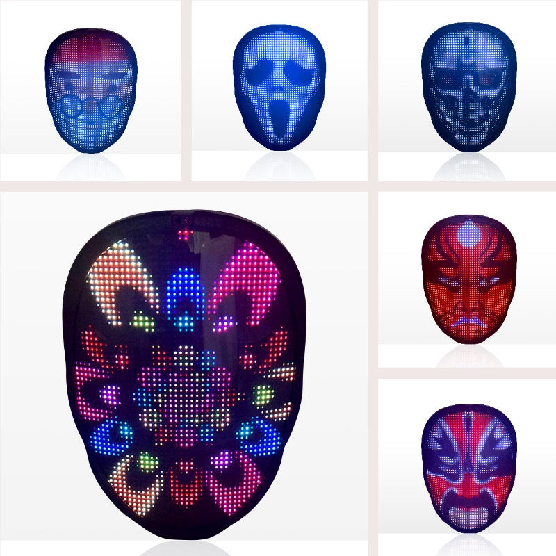 Halloween Full Color LED Luminous Mask Face Changing Mask Party Bar Props