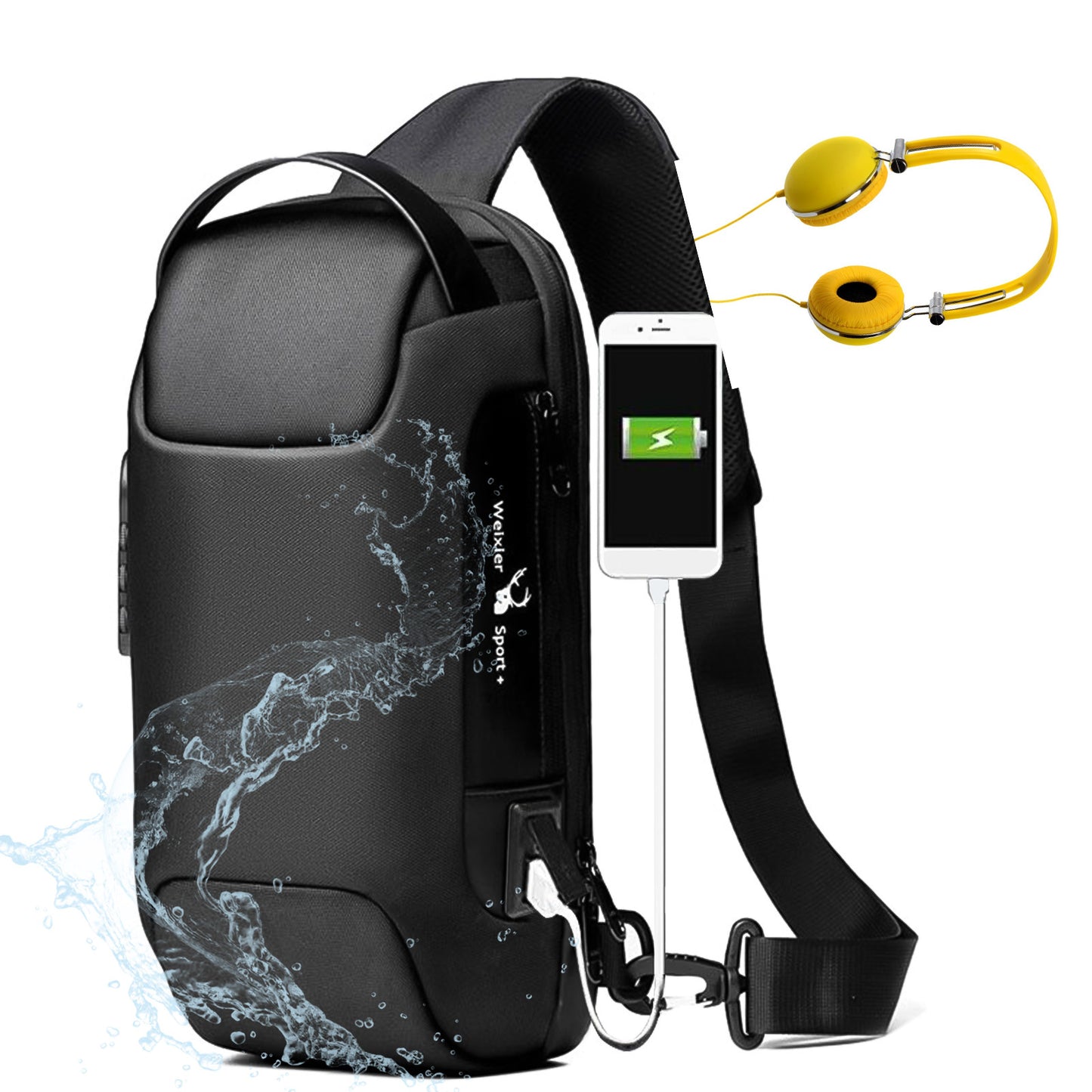 Waterproof USB Anti-theft Bag Oxford Crossbody Shoulder Bag