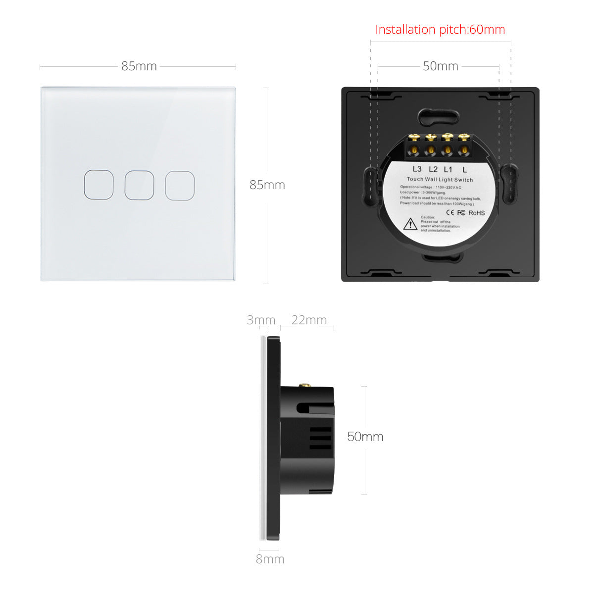 Light Switch With Touch Sensor Control Standard For LED