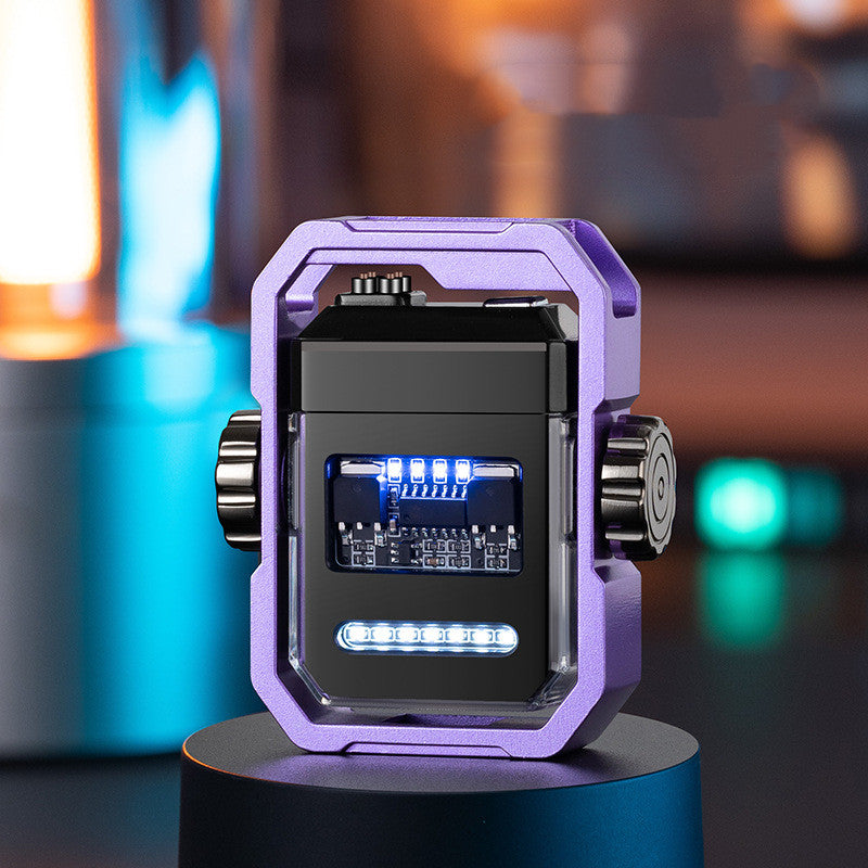 Double arc electric lighter with rotating gyroscope