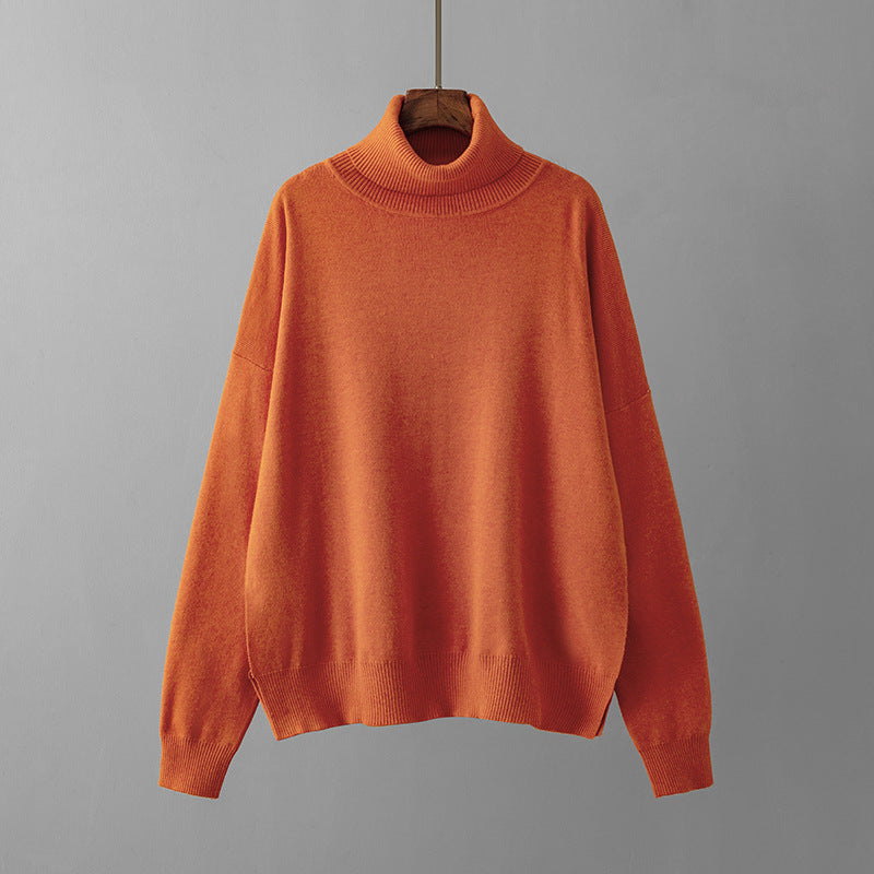 Suéter suelto de cuello alto a la moda para mujer