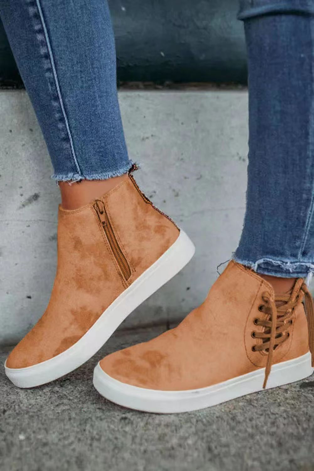 Zapatos de lona casuales planos ahuecados atados