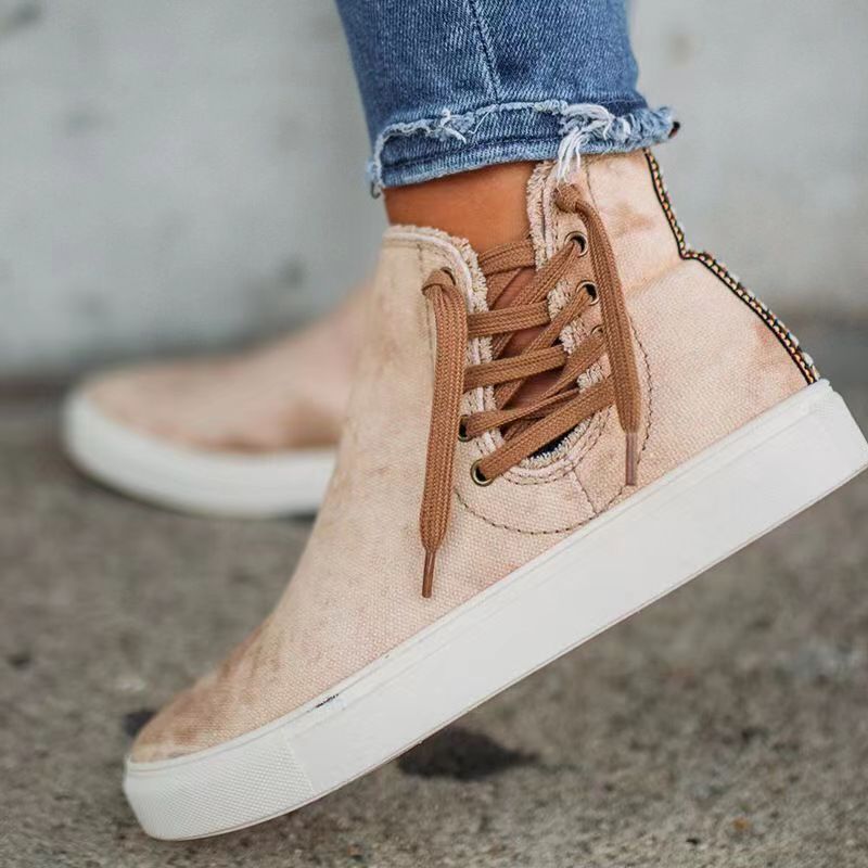 Zapatos de lona casuales planos ahuecados atados