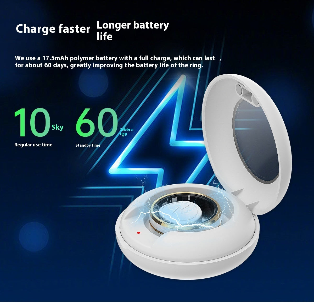 Smart Ring Heart Rate Monitoring Blood Oxygen Multi-sport Modes Waterproof