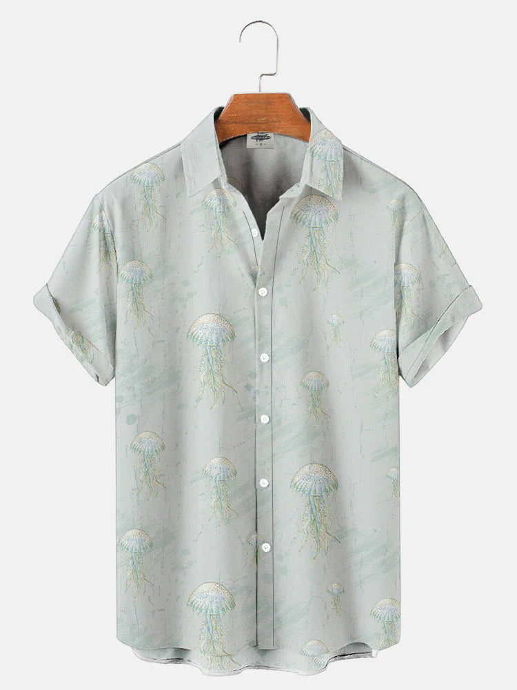 Camisa hawaiana para hombre de manga corta de color claro 3d