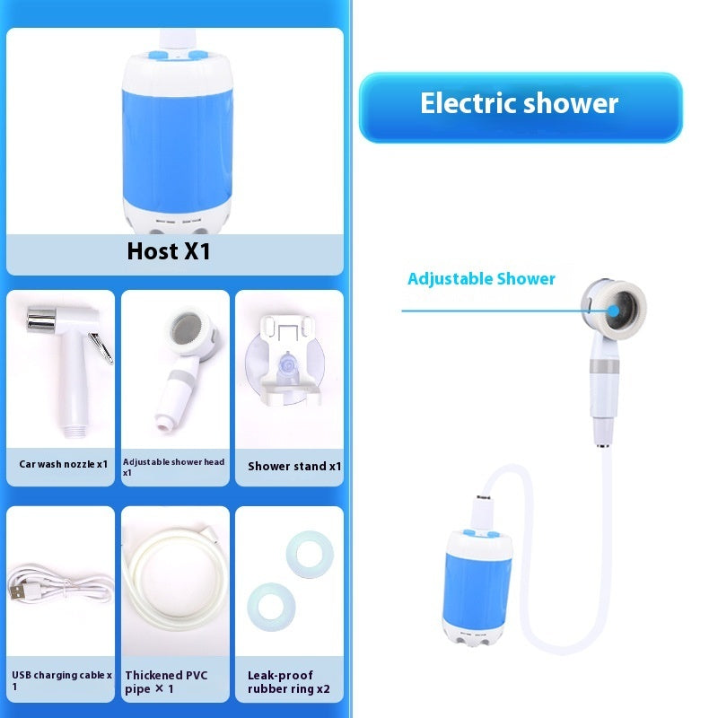 portable waterproof electric shower, rechargeable battery