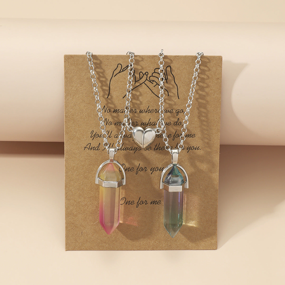 Men's And Women's Fashion Natural Stone Hexagon Prism Pendant Magnetic Necklace