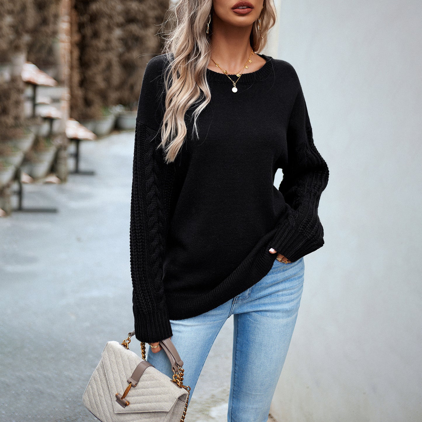 Round Neck Sweaters Women's Clothing Long Sleeve Sweater