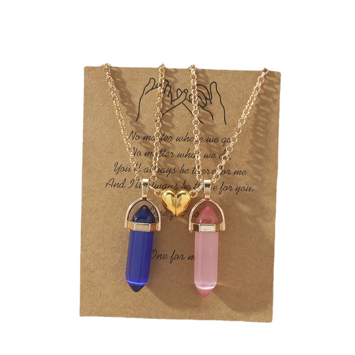 Men's And Women's Fashion Natural Stone Hexagon Prism Pendant Magnetic Necklace