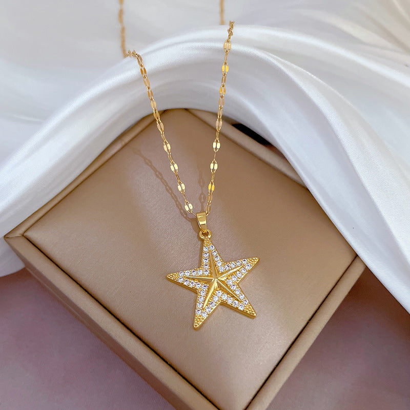 Women's Diamond Starfish Micro-inlaid Necklace