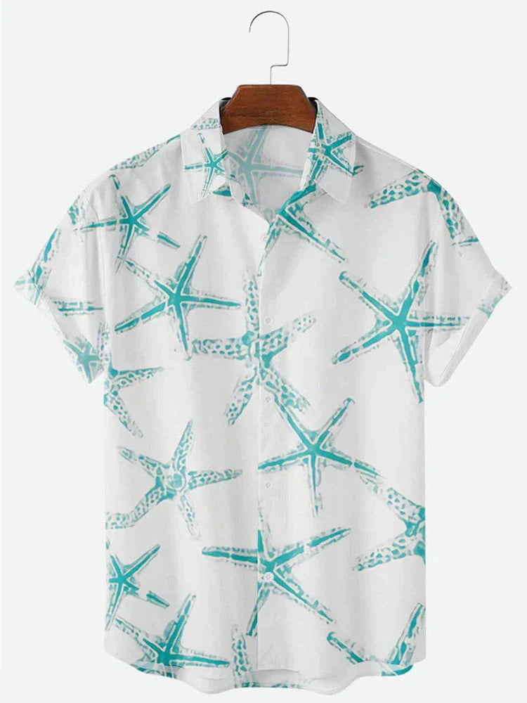 Camisa hawaiana para hombre de manga corta de color claro 3d