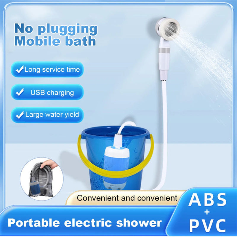portable waterproof electric shower, rechargeable battery