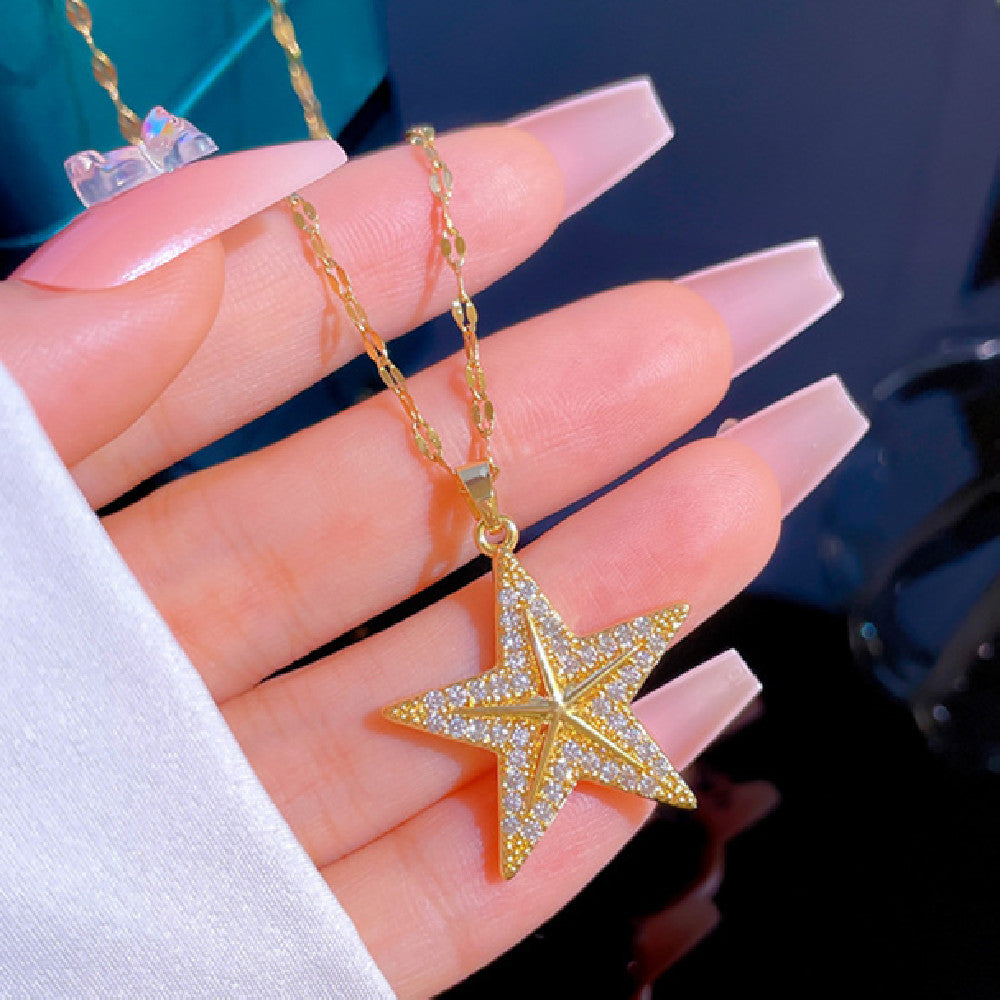 Women's Diamond Starfish Micro-inlaid Necklace