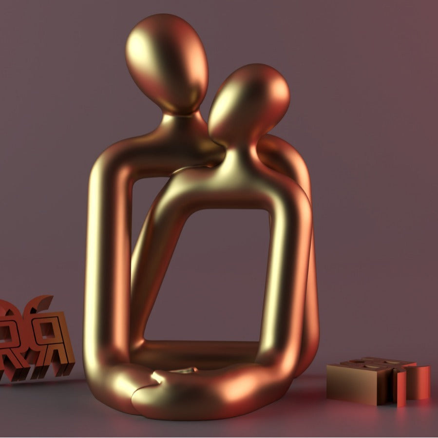 Heart touching loving couple statue modern and timeless decorative