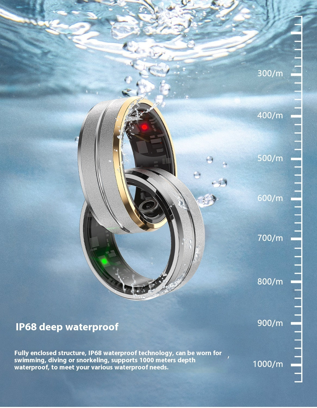 Smart Ring Heart Rate Monitoring Blood Oxygen Multi-sport Modes Waterproof