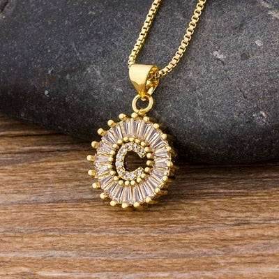 26 Letters Charm Gold Name Necklace Pendant