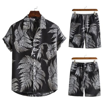 Hawaiian Series Beach Style Short-sleeved Shirt Beach Pants Suit Two-piece Set