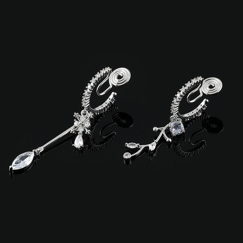 Zircon Silver Needle Mosquito Coil Non-piercing Ear Clip