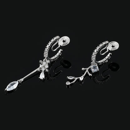 Zircon Silver Needle Mosquito Coil Non-piercing Ear Clip