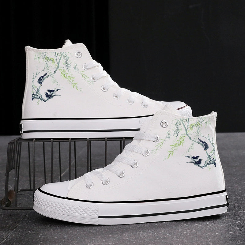 High-top Fashion Ink Bamboo Leisure Couple Sneakers