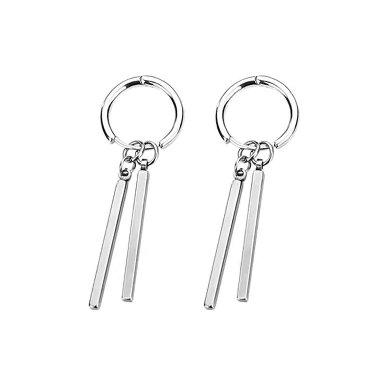 Pendientes de hombre minimalistas de doble barra con tira larga