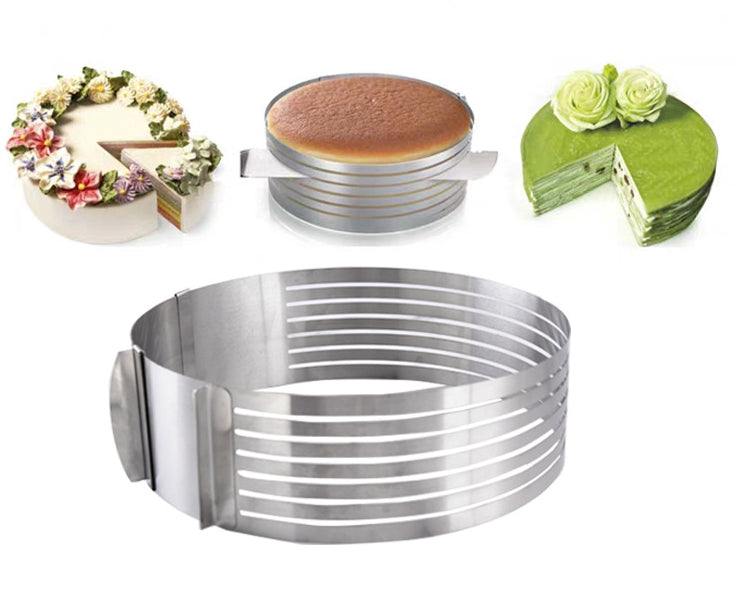 Cortador de pastelería redondo ajustable de acero inoxidable en capas, herramienta DIY