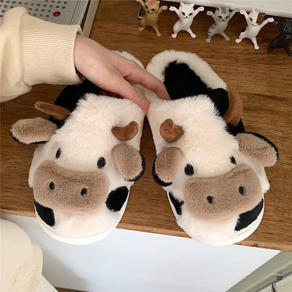 Cute Cow Animal Slipper, Soft Fluffy Warm Slippers
