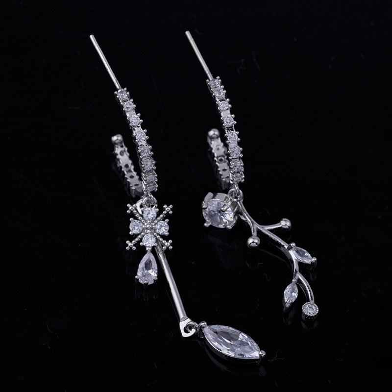 Zircon Silver Needle Mosquito Coil Non-piercing Ear Clip