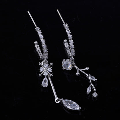 Zircon Silver Needle Mosquito Coil Non-piercing Ear Clip