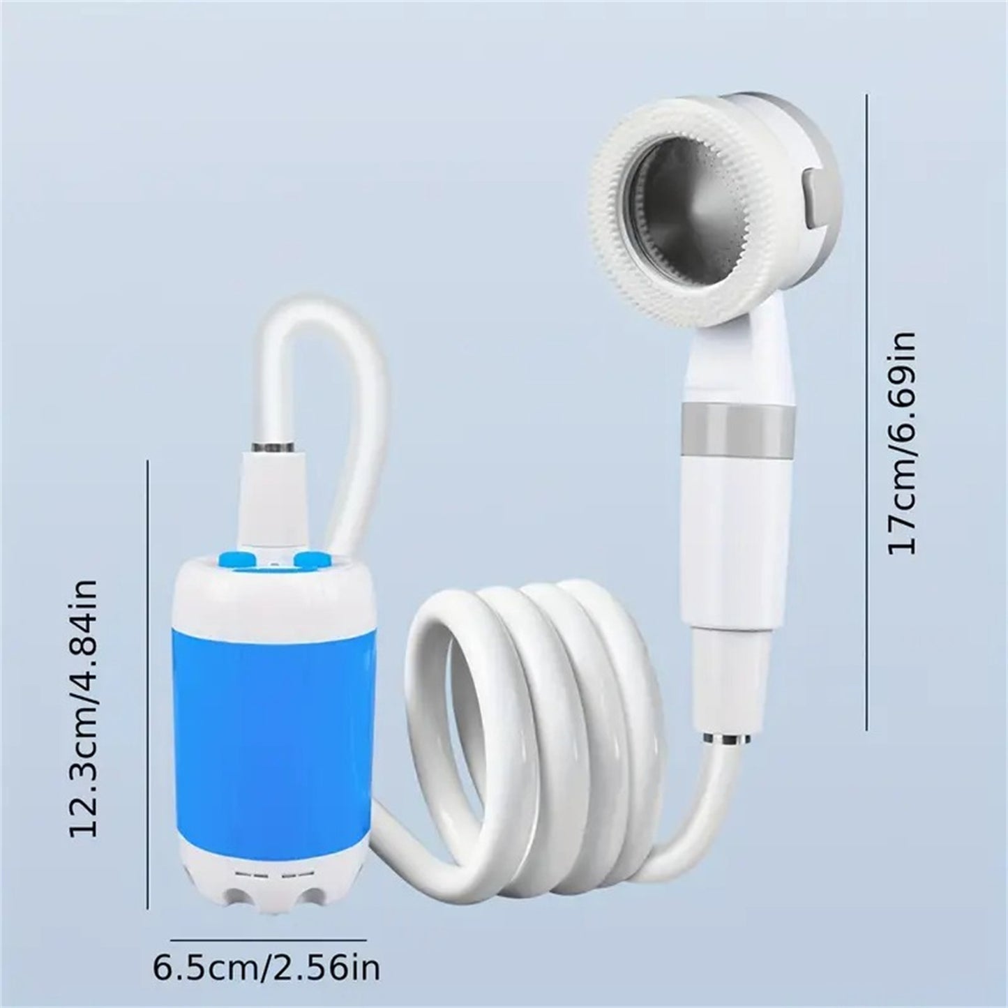 portable waterproof electric shower, rechargeable battery
