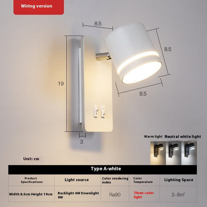 Bedroom Bedside Nordic Modern Minimalist LED Reading Spotlight