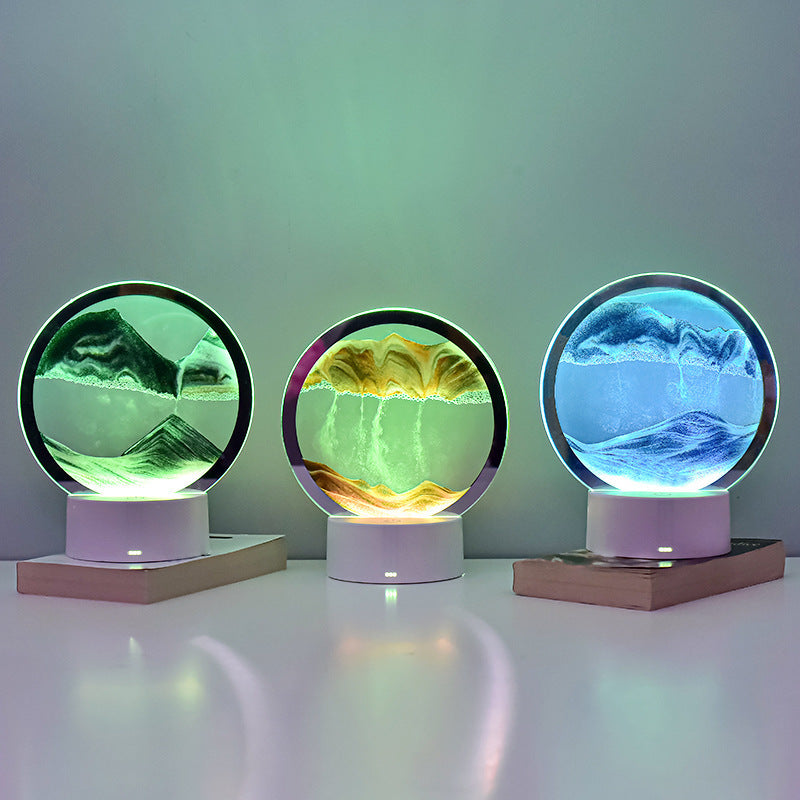 Hourglass lamp with dynamic decoration and sand painting