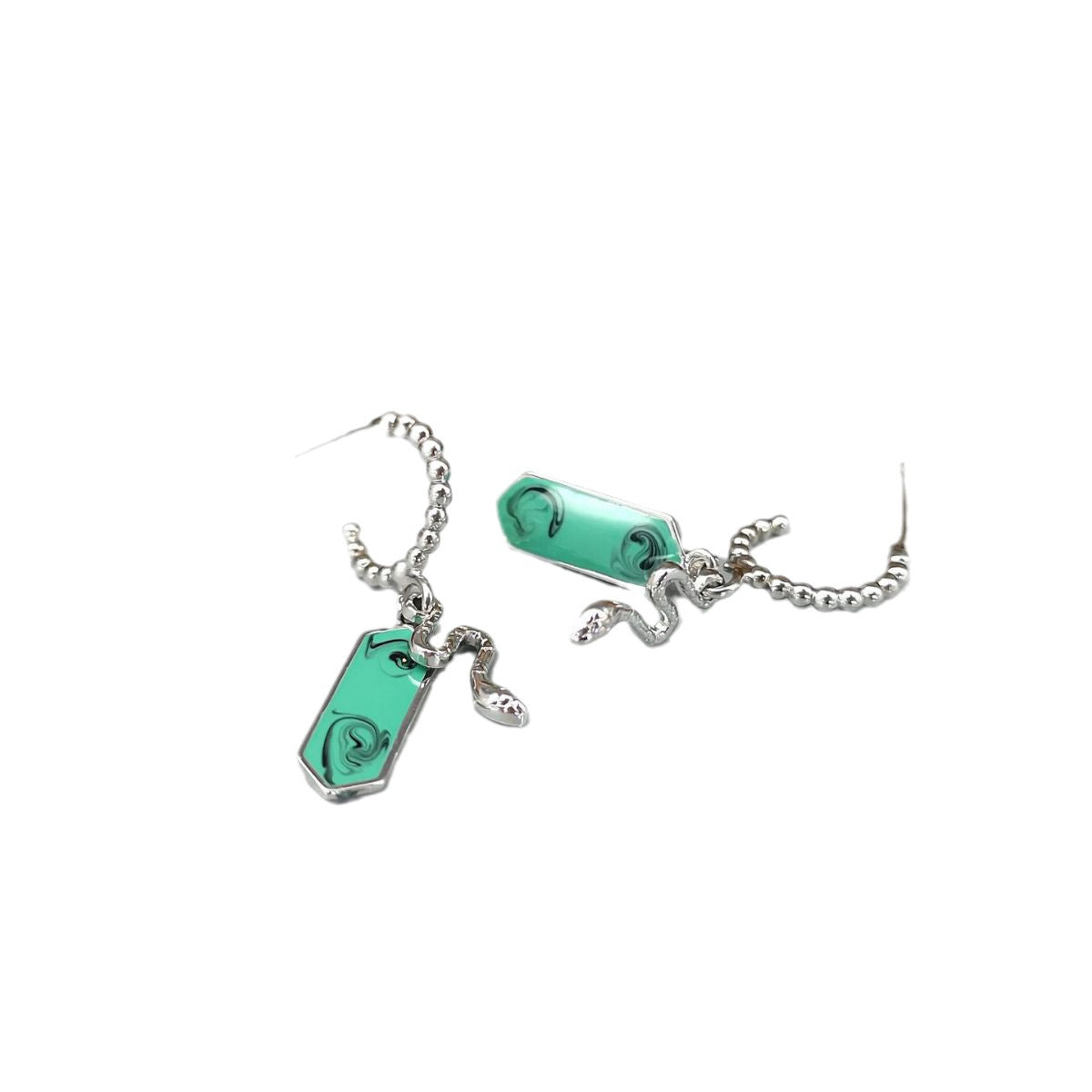 Snake Earrings Retro Emerald