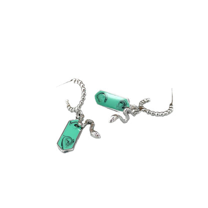 Snake Earrings Retro Emerald