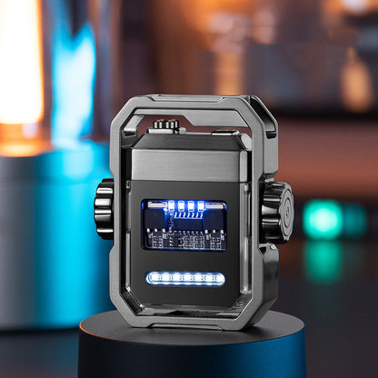 Double arc electric lighter with rotating gyroscope