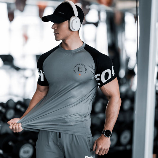 Men's Sports Fitness Slim Fit Stretch Exercise Ice Feeling Quick-drying T-shirt