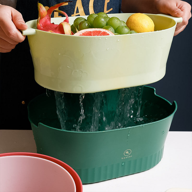 Kitchen Household Large Double-layer Plastic Drain Basket Sink