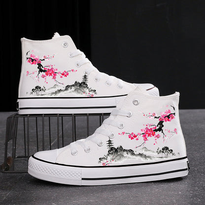 High-top Fashion Ink Bamboo Leisure Couple Sneakers