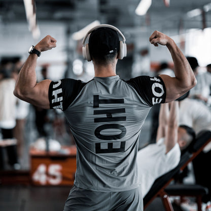 Men's Sports Fitness Slim Fit Stretch Exercise Ice Feeling Quick-drying T-shirt