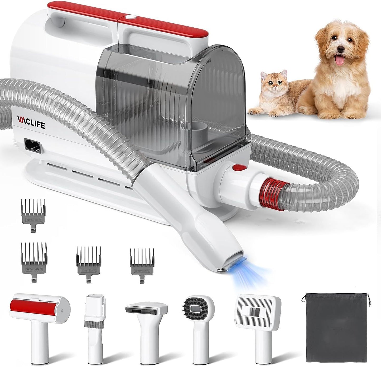VacLife Pet Hair Vacuum For Shedding Grooming With Dog Clipper