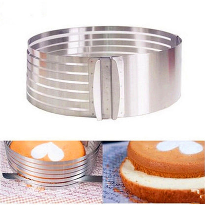 Cortador de pastelería redondo ajustable de acero inoxidable en capas, herramienta DIY