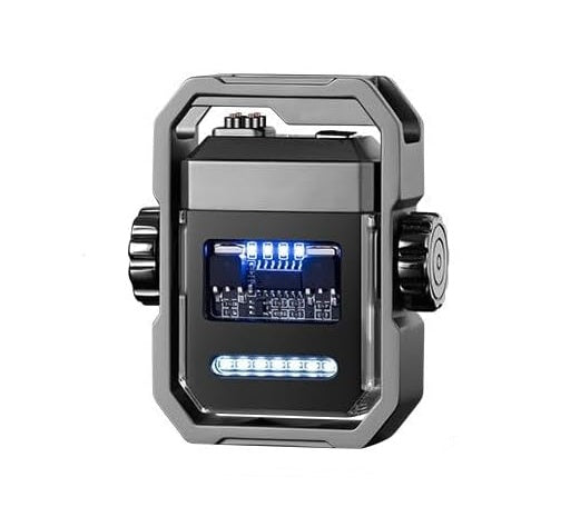 Double arc electric lighter with rotating gyroscope