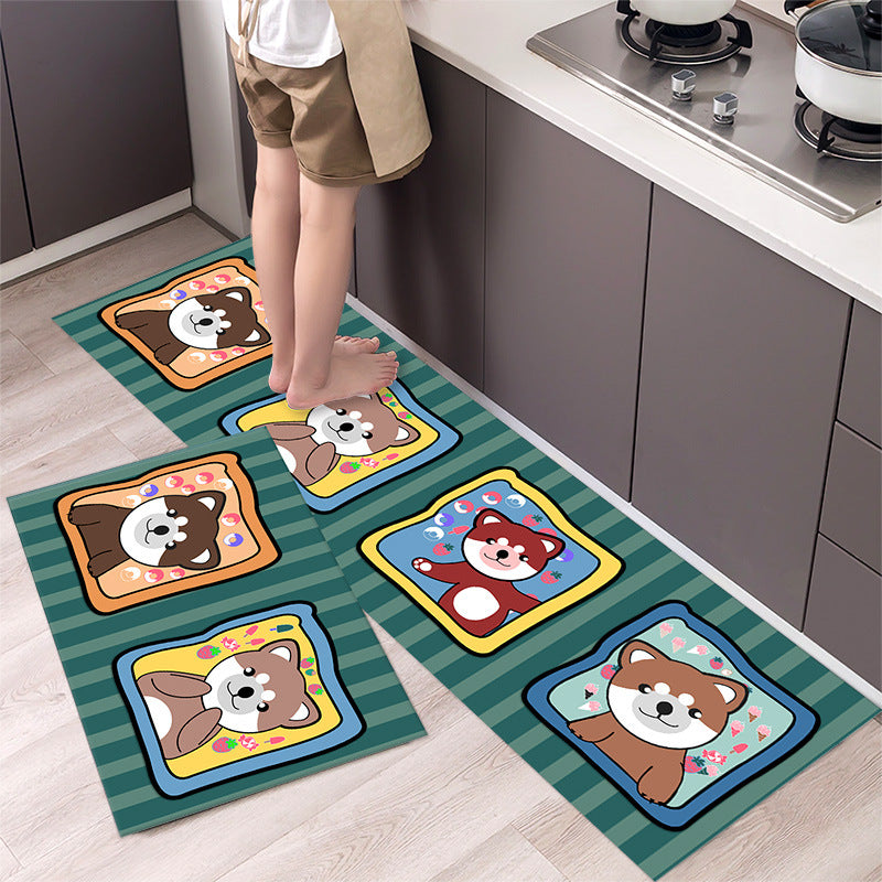 Cartoon Floor Mat Kitchen Strip Rug Simple