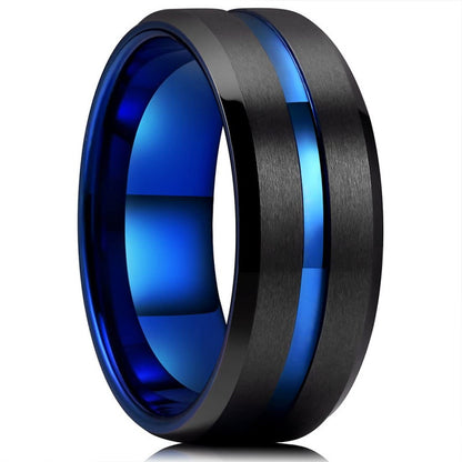 Anillo Bicolor Chapado En Azul Y Negro Creativo De Moda