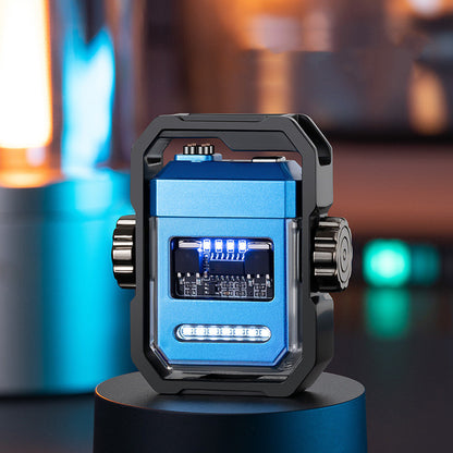 Double arc electric lighter with rotating gyroscope