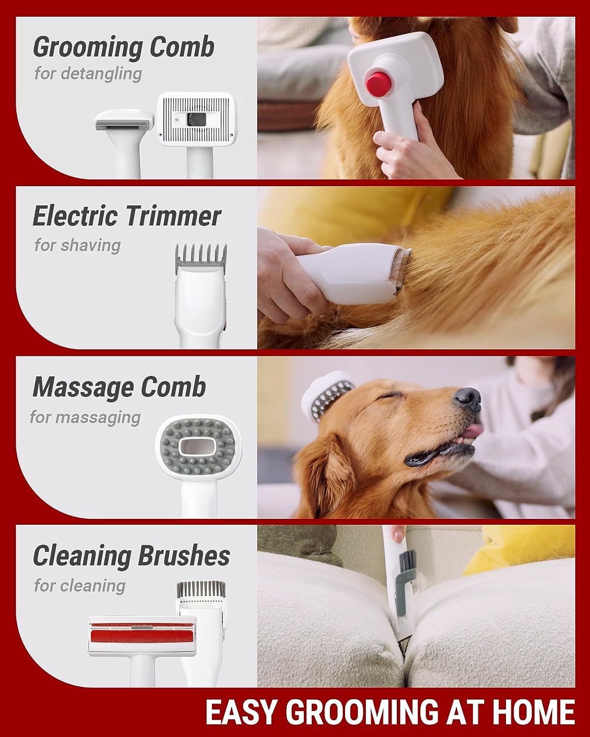VacLife Pet Hair Vacuum For Shedding Grooming With Dog Clipper
