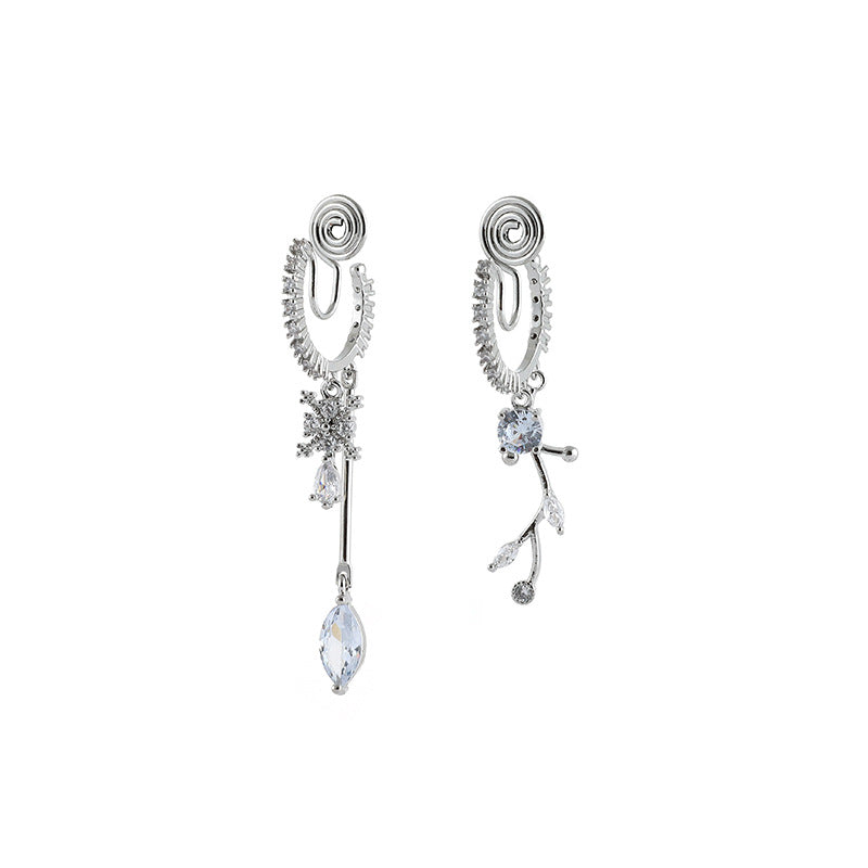 Zircon Silver Needle Mosquito Coil Non-piercing Ear Clip