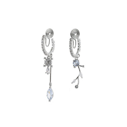 Zircon Silver Needle Mosquito Coil Non-piercing Ear Clip