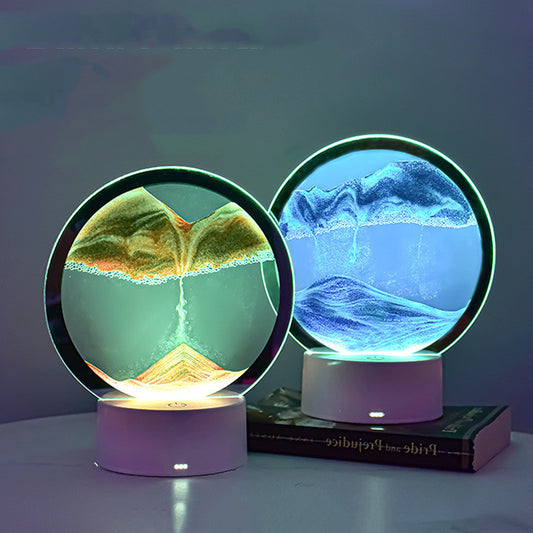 Hourglass lamp with dynamic decoration and sand painting