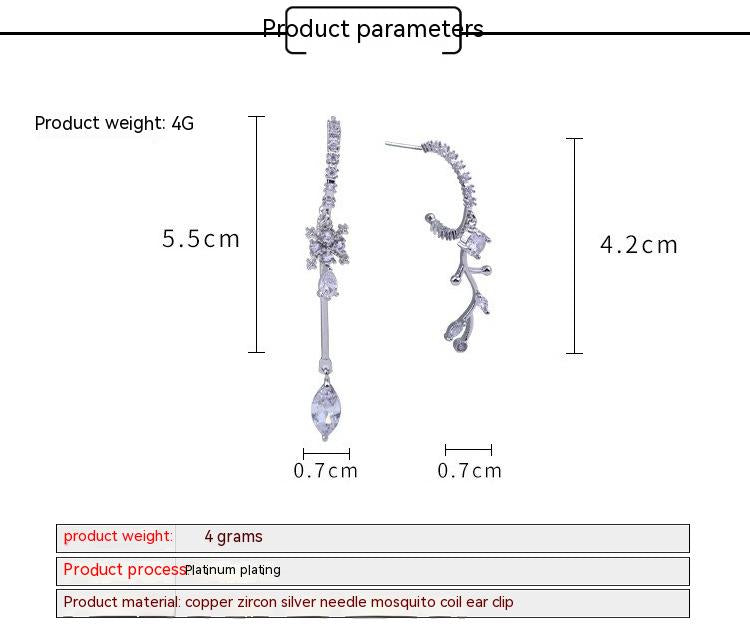 Zircon Silver Needle Mosquito Coil Non-piercing Ear Clip